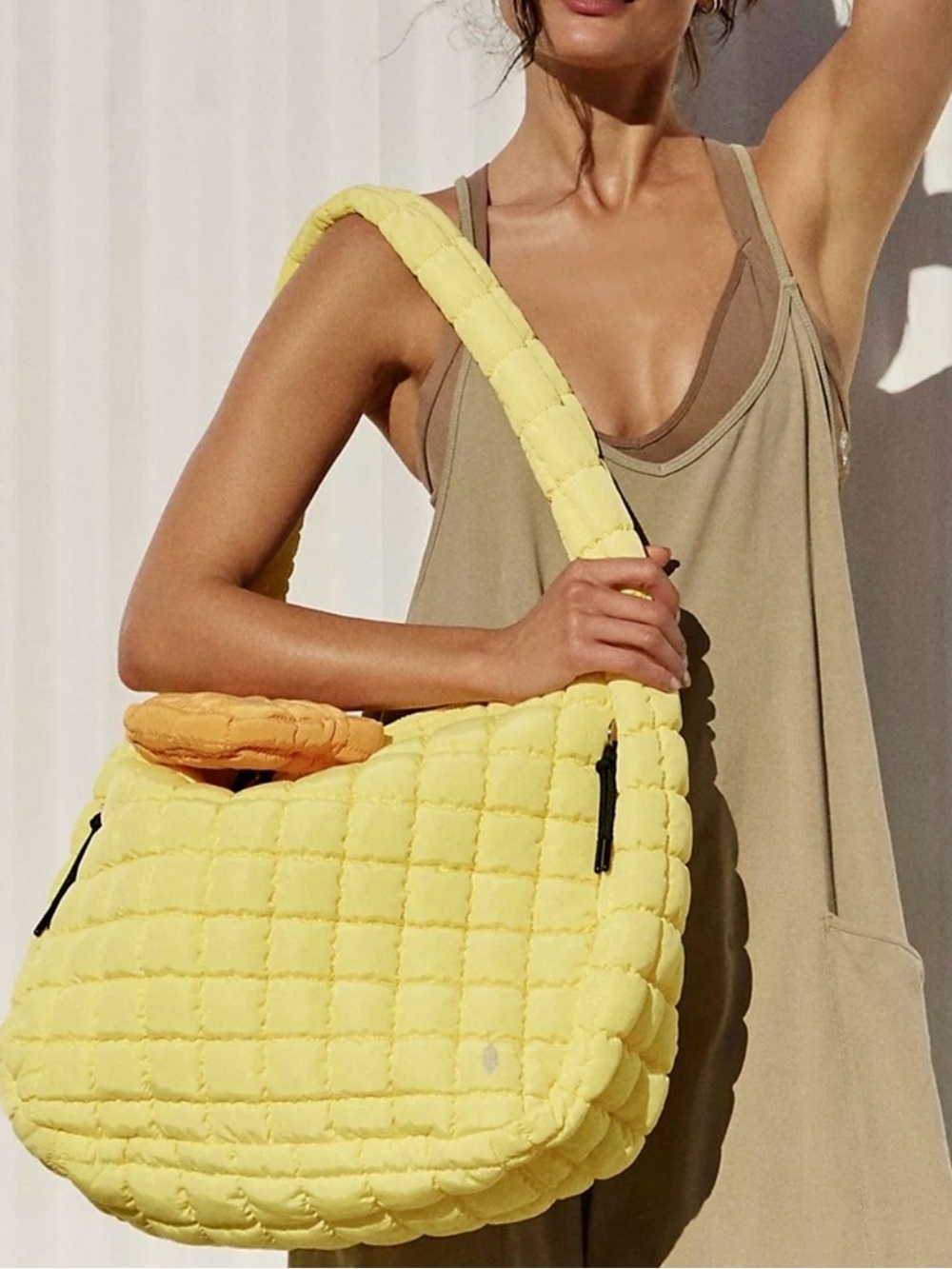 NWT Free People x FP Movement Large Quilted Carryall Bag in Yellow
